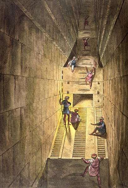Exploration of the Great Pyramid of Giza, from Le Costume Ancien et Moderne by Jules Ferrario, engraved by Gaetano Zancon 1771-1816 by Thomas Hosmer Shepherd