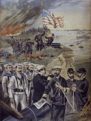 Spanish American war landing at Guantanamo Cuba by Thomas Hosmer Shepherd