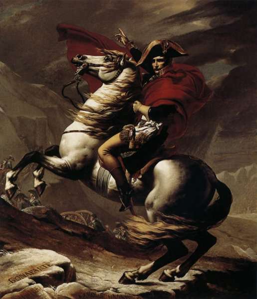 Bonaparte, Calm on a Fiery Steed, Crossing the Alps 1801 by Thomas Hosmer Shepherd