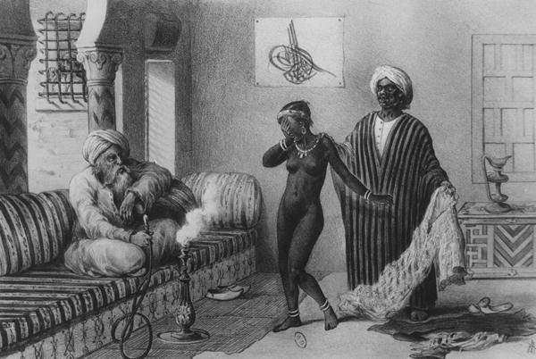 A Young Girl from Timbuktoo Being Offered by a Slave Master in Tripoli in 1854, from Voyages au Soudan et dans LAfrique Septentrionale, engraved by A. Adam, 1850 by Thomas Hosmer Shepherd