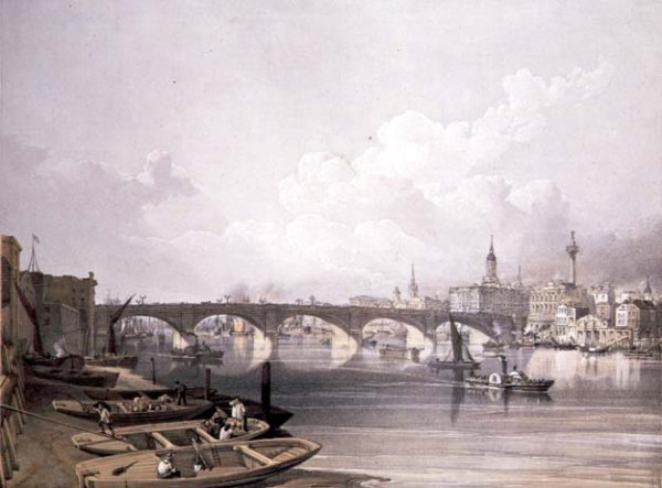 London Bridge, from above the bridge, engraved by William Simpson (1823-99), pub. 1852 by Lloyd Bros. & Co.