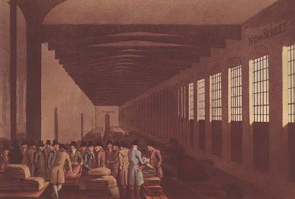 Cloth Hall, New Street, London, engraved by Robert Havell, pub. by Robinson & Son, Leeds, 1814