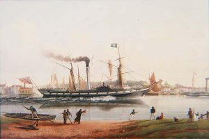 A Steamer on the River Avon Passing Pill, Gwent