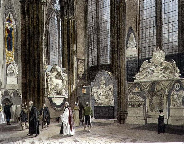The Ninth, Tenth and Eleventh Windows in the North Aisle, plate 62 from Westminster Abbey, engraved by J. Bluck (fl.1791-1831) pub. by Rudolph Ackermann (1764-1834) 1812