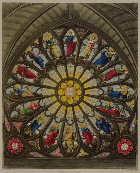 The North Window, plate D from Westminster Abbey, engraved by Frederick Christian Lewis (1779-1856) pub. by Rudolph Ackermann (1764-1834) 1812