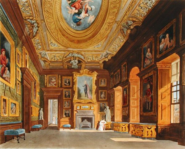 Queen Caroline's Drawing Room, Kensington Palace, from 'The History of the the Royal Residences', engraved by Thomas Sutherland (b.1785), by William Henry Pyne (1769-1843), 1819