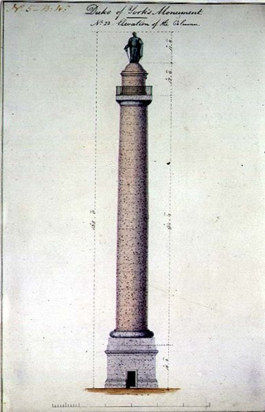 Elevation of the Duke of York's Monument, Carlton Gardens, London, 1831