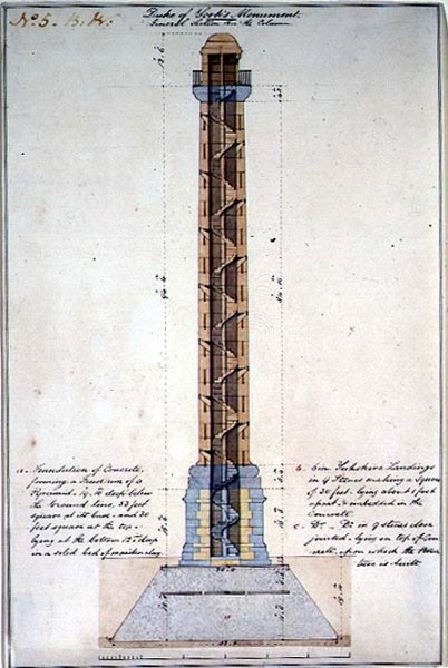 Cross-section of the Duke of Yorks Monument, Carlton Gardens, London, 1831