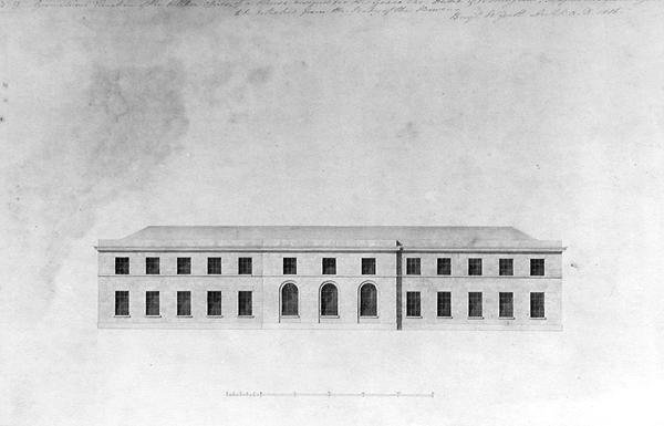 Elevation of the Kitchen Offices of a house, 1815