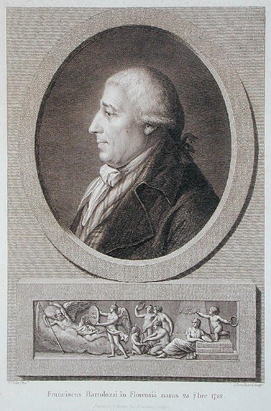 Portrait of Francesco Bartolozzi 1727-1815 engraved by Jacques Brouillard 1744-1806