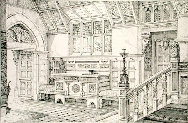Hall, from Examples of Ancient and Modern Furniture, by Bruce Talbert, 1876