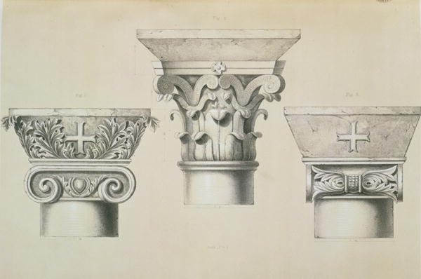 Byzantine capitals from columns in the nave of the church of St. Demetrius in Thessalonica, pub. by Day & Son