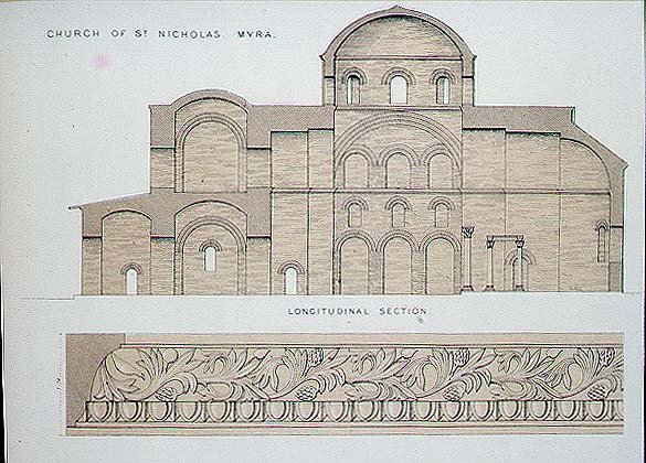 Longitudinal section of the church of St. Nicholas at Myra, pub. by Day and Son