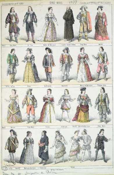 Costume Designs for the Play Cinq-Mars by Alfred de Vigny 1791-1863, 1877