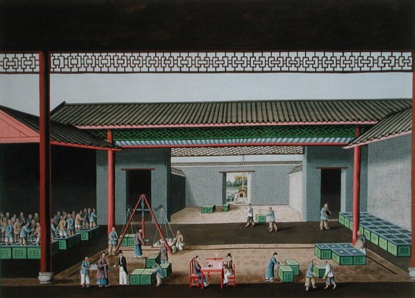 Weighing and purchasing tea, c.1860