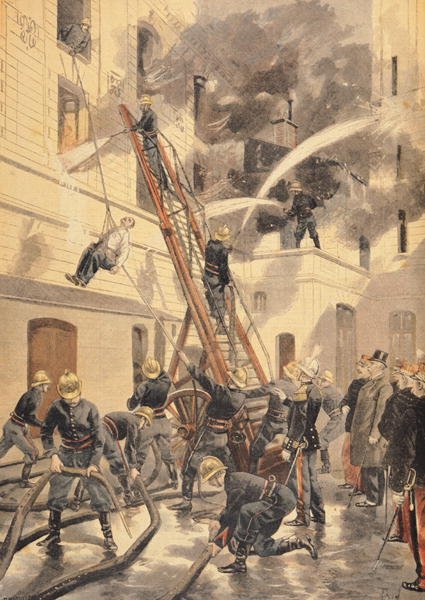 Felix Faure 1841-99 with the firemen, from Le Petit Journal, 20th February 1898