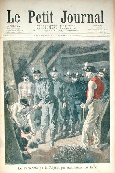 Felix Faure 1841-99 President of the Republic, in the Mines at Lens, from Le Petit Journal, 11th december 1898