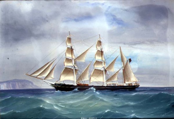 The Steam Yacht Emily Chapman in full sail, 1877