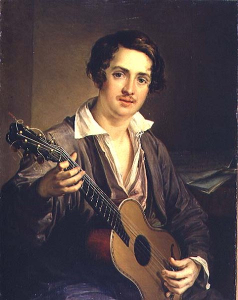 The Guitar Player: Portrait of the Virtuoso Guitarist Vladimir Ivanovich Morkov 1803-64 1839