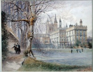 Garden Quadrangle at New College, Oxford, c.1840