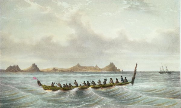 View of Cape Wangari, New Zealand, plate 49 from 'Voyage de la corvette lAstrolabe. Atlas historique, engraved by Felix Achille Saint-Aulaire and Victor Adam, pub. 1833