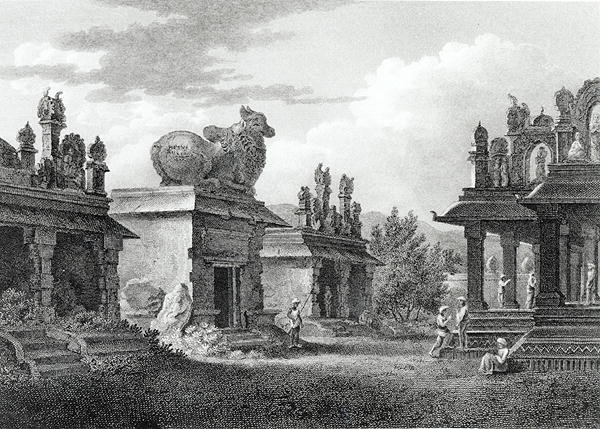Pagodas at Calicut, engraved by W. Angus