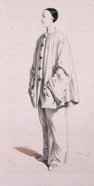 Pierrot, from Masques et Bouffons by the artist, engraved by A. Manceau, 1860