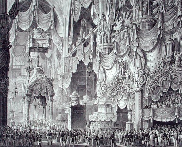 Coronation of Ferdinand I 1793-1875 in Milan Cathedral, 1st September 1838, engraved by Federico Cassina, from Incoronazione de SMIRA Ferdinando I, il Re del Regno Lombard-Veneto, published 1838