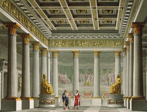 The Audience Hall in the Palace of Aegistheus, design for the ballet Orestes at La Scala Theatre, Milan, 1826