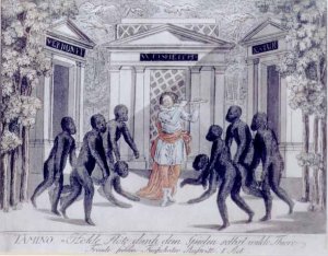 Tamino plays the magic flute to ward off the wild beasts, Act I scene xv, from The Magic Flute by Wolfgang Amadeus Mozart 1756-91, c.1793