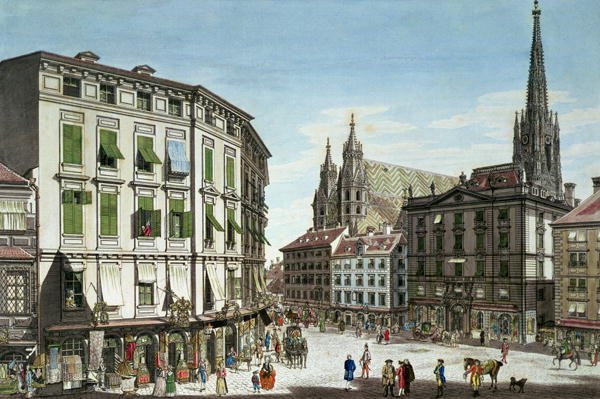 Stock-im-Eisen-Platz, with St. Stephans Cathedral in the background, engraved by the artist, 1779