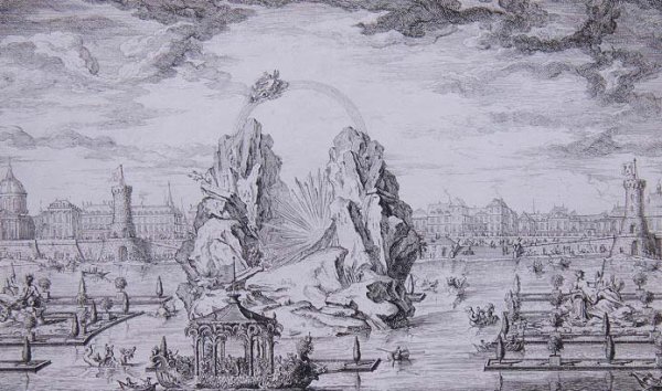 Fireworks to Celebrate the Birth of the Dauphin son of Louis XV engraved by Jean Dumont Le Romain 1701-81 1730