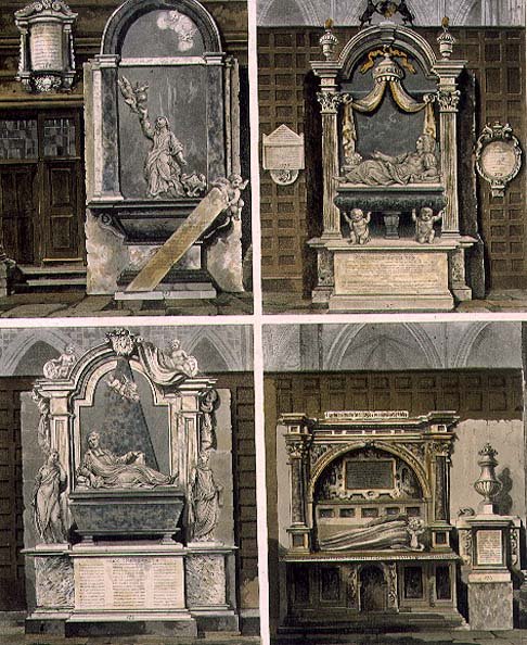 Tombs from the North Aisle, plate 59 from Westminster Abbey, engraved by Thomas Sutherland, pub. by Rudolph Ackermann 1764-1834 1812