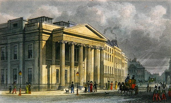 The New College of Physicians, Pall Mall, East, engraved by Thomas Barber 1768-1843