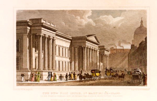 The New Post Office, St. Martins le Grand, engraved by William Tombleson born c.1795, published by Jones & Co., 30th August, 1828