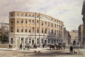 New Houses at Entrance of Gresham St, 1851