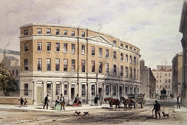 New Houses at Entrance of Gresham St, 1851