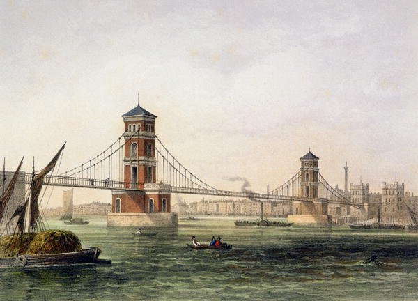 View of Hungerford Bridge from the East, engraved by Jean Jacottet 1806-c.43 1854