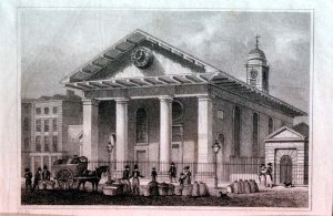 St. Pauls, Covent Garden, illustration for Metropolitan Improvements by the artist, pub. 1827