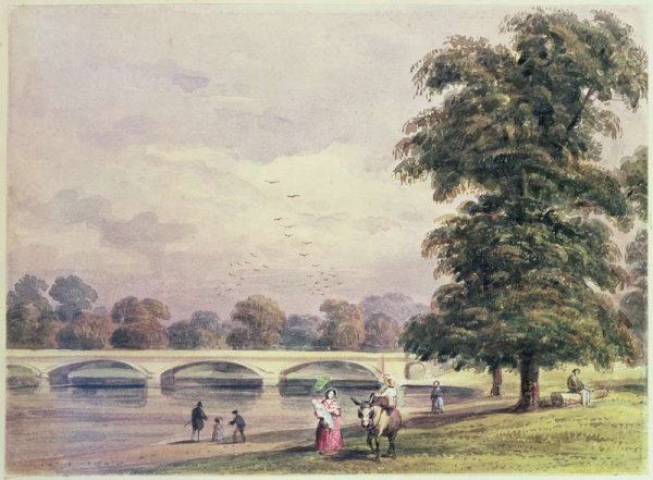 The Bridge between Kensington Gardens and Hyde Park on the Serpentine, 1840