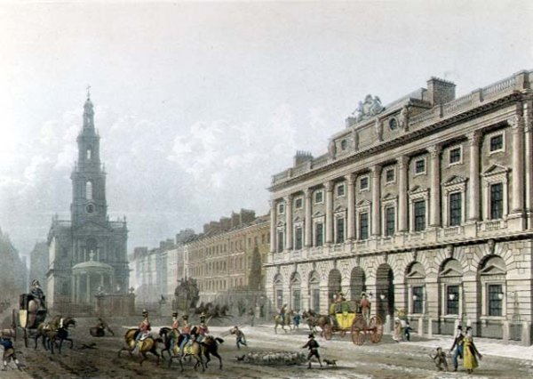 View of Somerset House, from the Strand, engraved by J. Bluck fl.1791-1831, pub. 1819 by Ackermanns Repository of Arts