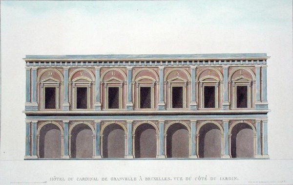 Residence of Cardinal de Granvelle 1517-86, Brussels, View from the Garden, from Choix des Monuments, Edifices et Maisons les plus remarquables du Royaume des Pays-Bas by Pierre Jacques Goetghebuer, published 1827