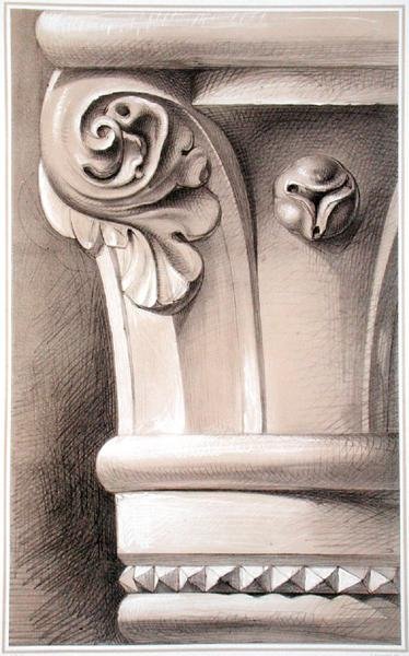 CaBernardo, Capital of Window Shafts, from Examples of the Architecture of Venice by John Ruskin, lithograph by G Rosenthal, 1851