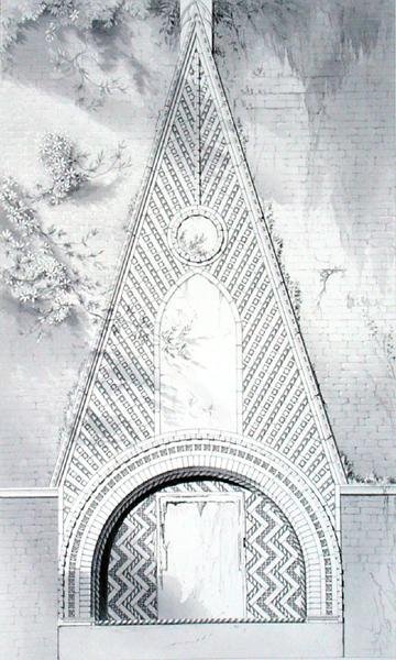 Door Heads, In Campiello della Chiesa, San Luca, from Examples of the Architecture of Venice by John Ruskin, engraved by J.C. Armitage, 1851