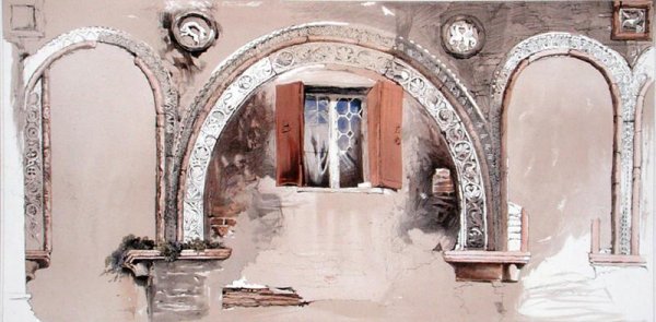 Stilted Archivolts, from a Ruin in the Rio di Ca Foscari, from Examples of the Architecture of Venice by John Ruskin, engraved by G. Rosenthal, 1851