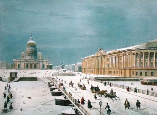 The Isaac Cathedral and the Senate Square in St Petersburg, 1840s