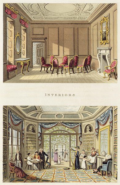 Interiors The Old Cedar Parlour and The Modern Living Room, from Fragments on the Theory and Practice of Landscape Gardening, pub. 1816