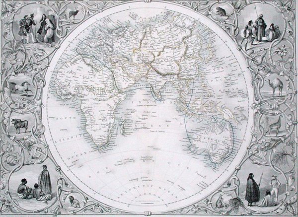 Eastern Hemisphere, from a Series of World Maps published by John Tallis and Co., New York and London, 1850s