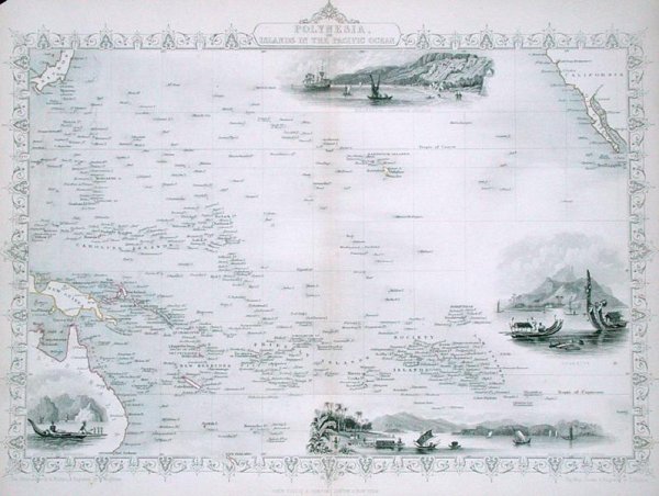 Polynesia or Islands in the Pacific Ocean, from a Series of World Maps by John Tallis and Co., New York and London, 1850s