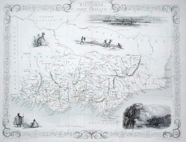 Victoria or Port Phillip, Australia, from a Series of World Maps published by John Tallis and Co, New York and London, 1850s
